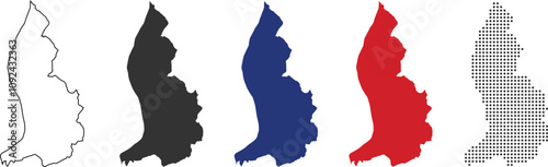 Liechtenstein map in outline, flat, dotted style
