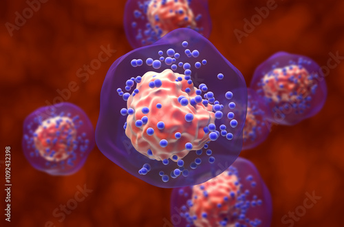 Triple-negative breast cancer (TNBC) - closeup view 3d illustration