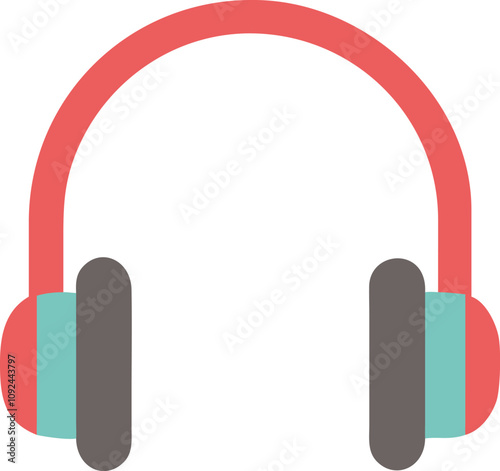 Colorful Headset with Microphone Illustration, Vibrant illustration of a modern over-ear headset with a microphone, ideal for communication, gaming, or online meetings.  
