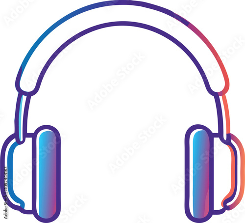 Colorful Headset with Microphone Illustration, Vibrant illustration of a modern over-ear headset with a microphone, ideal for communication, gaming, or online meetings.  
