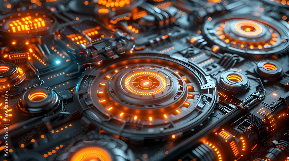 Futuristic 3D Orange Glowing Tech Background Futuristic 3D Orange Glowing Tech Background