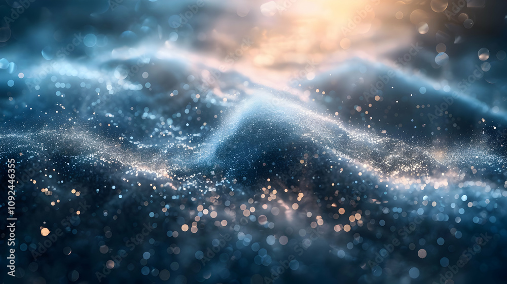 Abstract Background: Blue and Gold Glimmering Waves Abstract Background: Blue and Gold Glimmering Waves