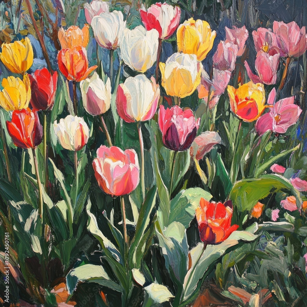Obraz premium Garden blooms with tulips