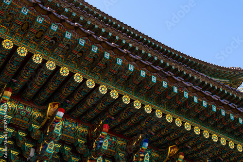 eaves and roofs in the Buddhist temple building photo