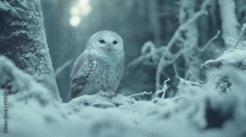 Majestic Snowy Owl in a Winter Wonderland photo