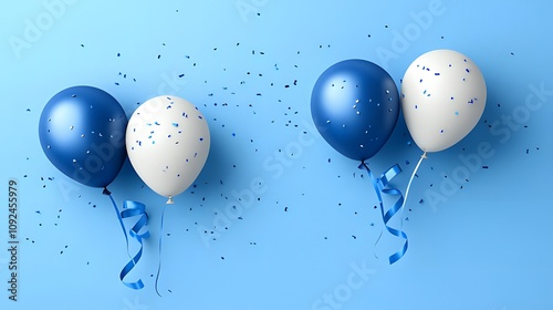 Balloons on blue background, celebration style.