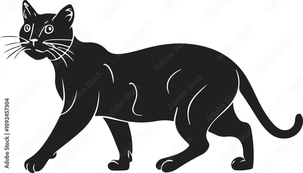 Obraz premium Black cat silhouette illustration vector .