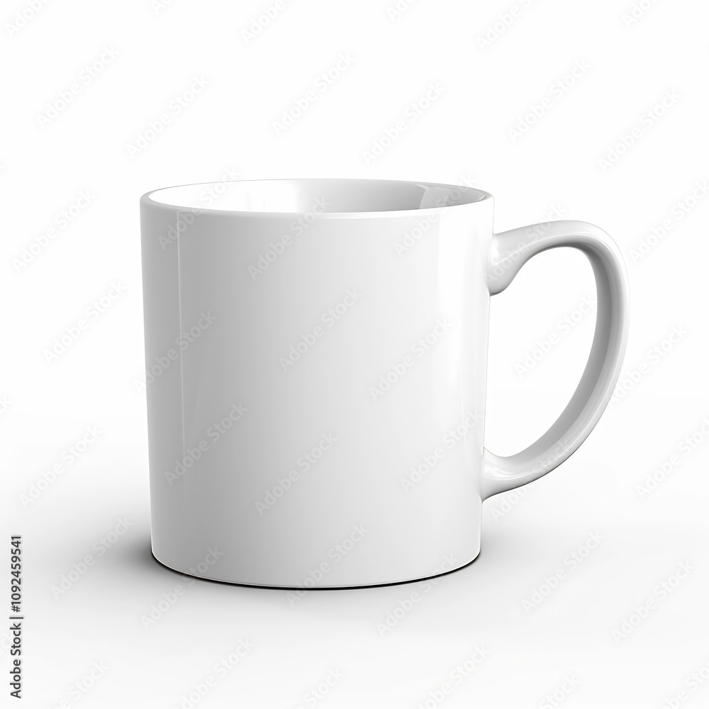 Photograph of a Minimalist White Ceramic Mug on Plain Background Photograph of a Minimalist White Ceramic Mug on Plain Background