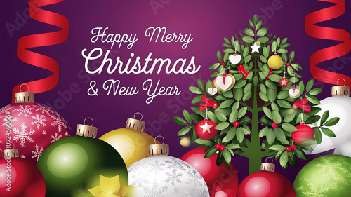 Merry christmas and new year 2025 christmas background with christmas tree
