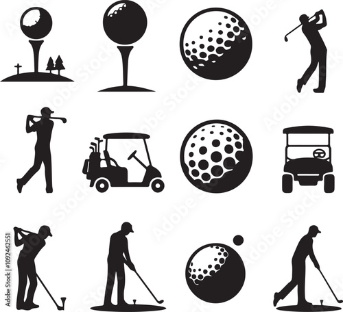 Set of golf icons, logo isolate on white background