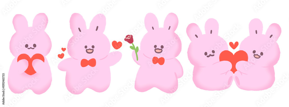 Obraz premium valentine's cute rabbit hand drawing
