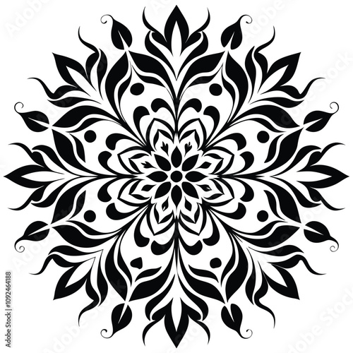 Rangoli patterns silhouette vector illustration Isolated white background.