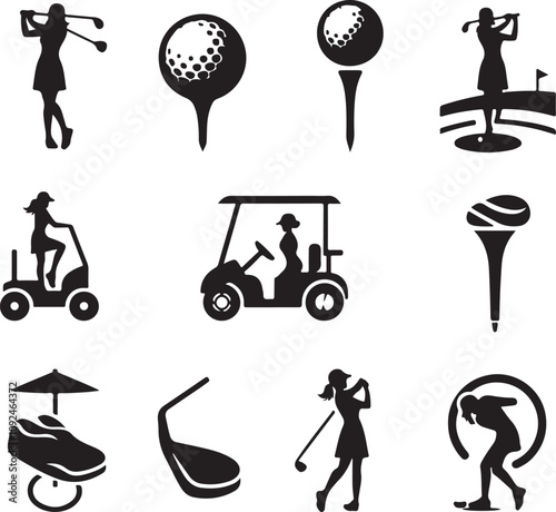 Set of golf icons, logo isolate on white background