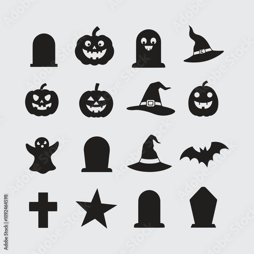 Set of Halloween elements isolate on white background