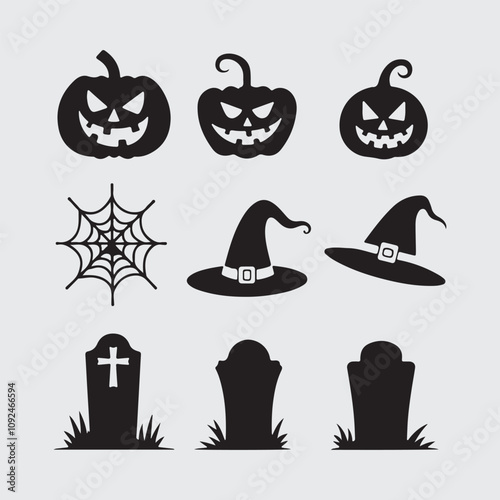 Set of halloween elements isolate on white background