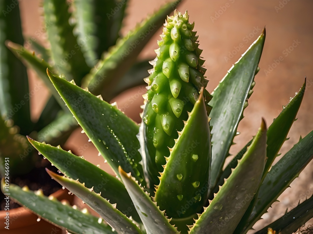 A lush aloe vera photographed at close range in a home garden A lush aloe vera photographed at close range in a home garden
