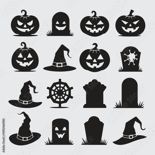 Set of halloween elements isolate on white background