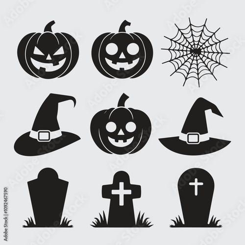 Set of halloween elements isolate on white background