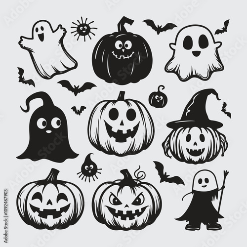 Set of halloween elements isolate on white background
