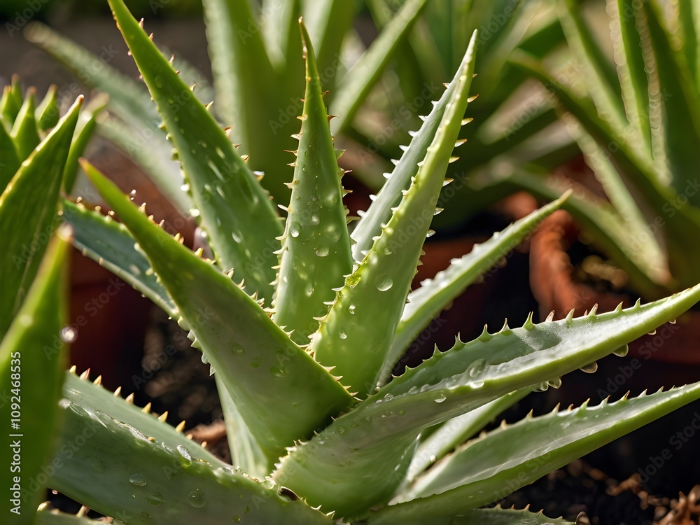 A lush aloe vera photographed at close range in a home garden A lush aloe vera photographed at close range in a home garden