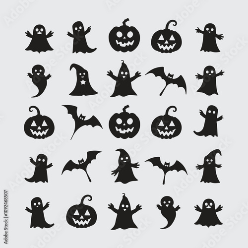 Set of Halloween icons isolate on white background