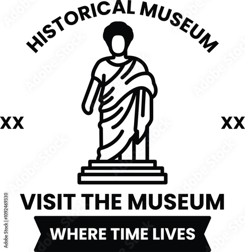 A black and white logo for a museum