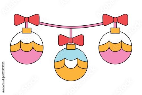 Christmas different elements vector illustration.