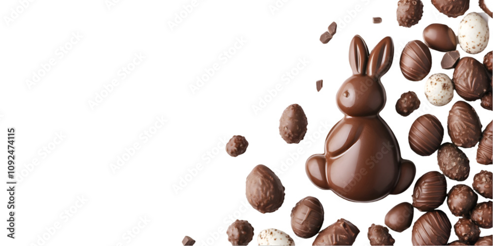 Obraz premium Assorted Chocolate Easter Treats with Transparent Background