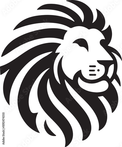 lion head silhouette isolate on white background