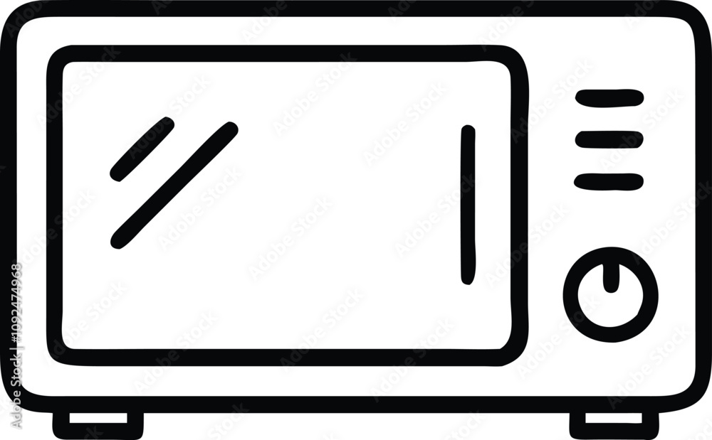 Minimalist Microwave Oven Line Art Icon, Black-and-white line art illustration of a microwave oven with a dial and vents, ideal for kitchen, appliance, and cooking-themed visuals.
Minimalist Microwave Oven Line Art Icon, Black-and-white line art illustration of a microwave oven with a dial and vents, ideal for kitchen, appliance, and cooking-themed visuals.