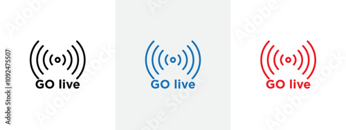 Go live icon Outline sign symbol set