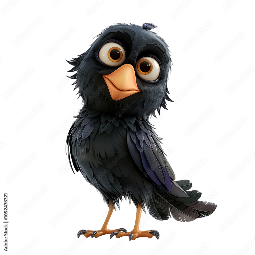 Fototapeta premium isolated Raven cartoon on PNG transparent image