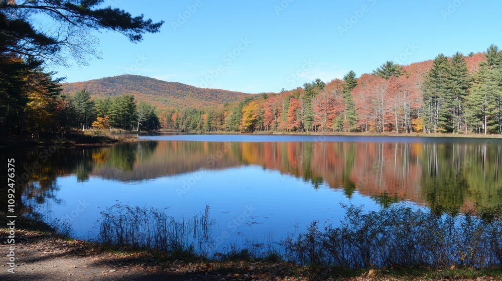 Autumn Lake Reflections Scenic Mountain View Autumn Lake Reflections Scenic Mountain View