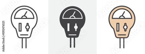 Parking meter icon Outline sign symbol set