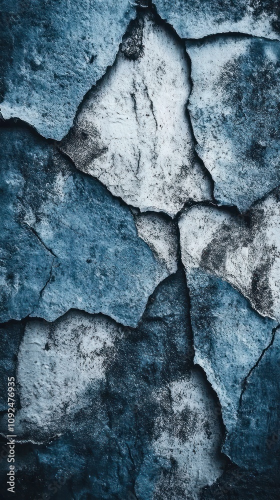 Obraz premium Cracked blue and gray textured surface.