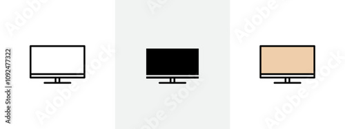 Smart television icon Outline sign symbol set