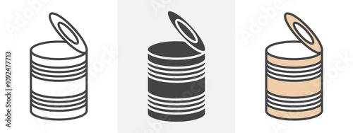 Tin can icon Outline sign symbol set