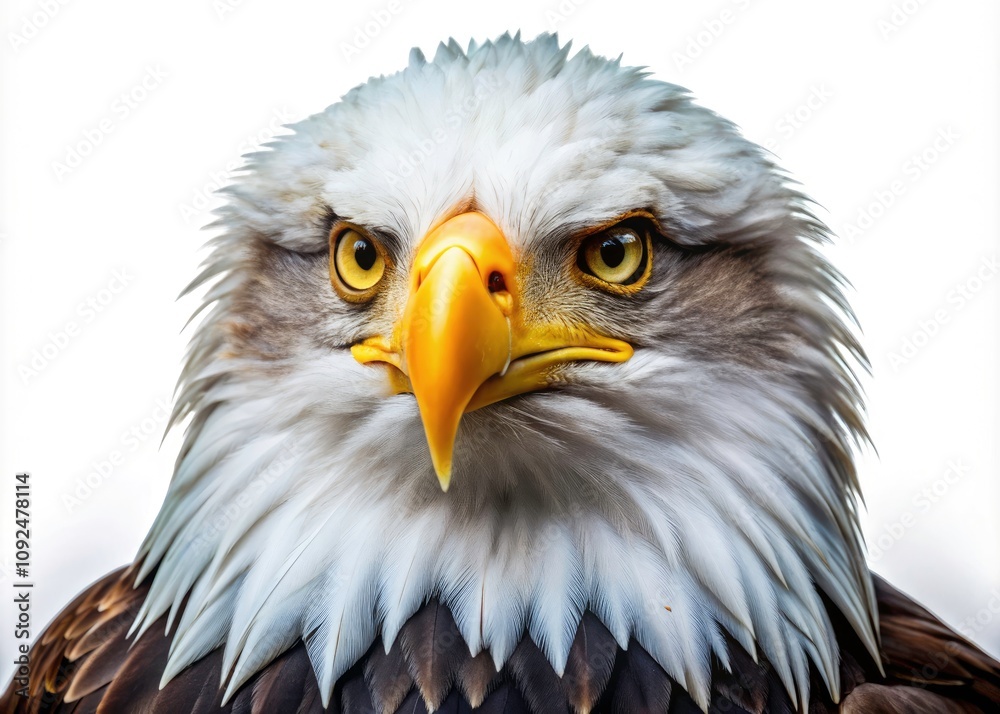 Obraz premium Majestic Bald Eagle Portrait on Transparent Background - Stunning Wildlife Photography of American Symbol, Bird of Prey, Nature's Beauty, Avian Majesty, and Iconic Features