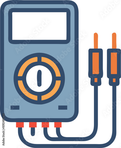 Colorful Digital Multimeter with Probes Illustration  

