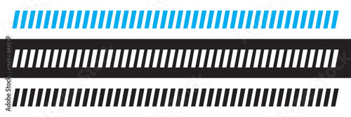 Slash line border. Diagonal parallel lines divider strip.  Slash divider.  Tilt strip geometric abstract border. isolated on white and black background. vector illustration. EPS 10