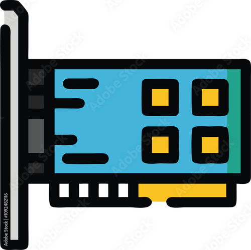 Colorful Wireless Network Card Illustration, Illustration of a wireless network card with vibrant colors, ideal for technology, hardware, and computer networking visuals.  
