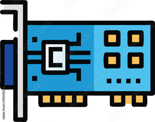 Colorful Wireless Network Card Illustration, Illustration of a wireless network card with vibrant colors, ideal for technology, hardware, and computer networking visuals.  
