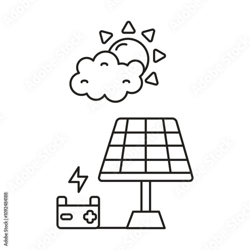 solar cell icon vector on white background