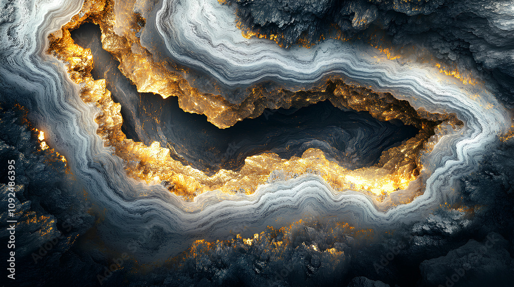Obraz premium abstract marble wallpaper for wall frame. Resin geode and abstract art, functional art, like watercolor geode painting. golden, blue, turquoise, black, gray, white and gray background 