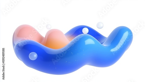 A 3D glass with an abstract wave-like shape. Illustration created using 3D rendering. photo