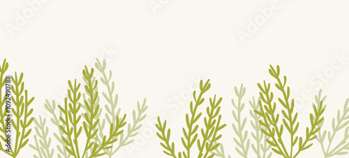 Floral web banner with drawn color exotic leaves. Nature concept design. Modern floral compositions with summer branches. Vector illustration on the theme of ecology, natura, environment.
