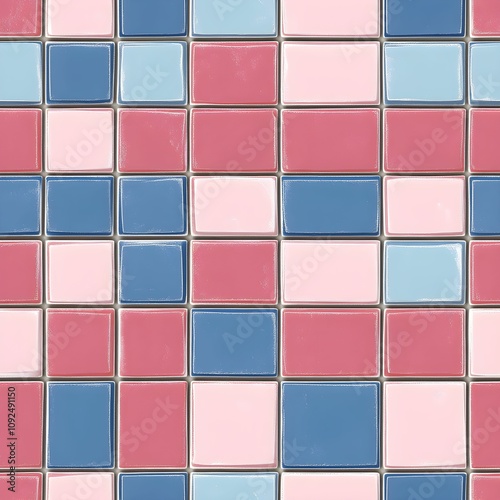 Square Wall Tiles in Pastel Shades Seamless Design