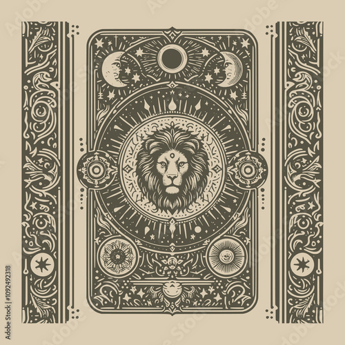 leo zodiak ouija card tattoo in gothic tones