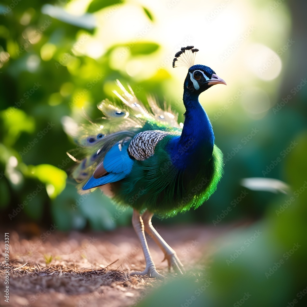 Fototapeta premium baby peacock with feathers