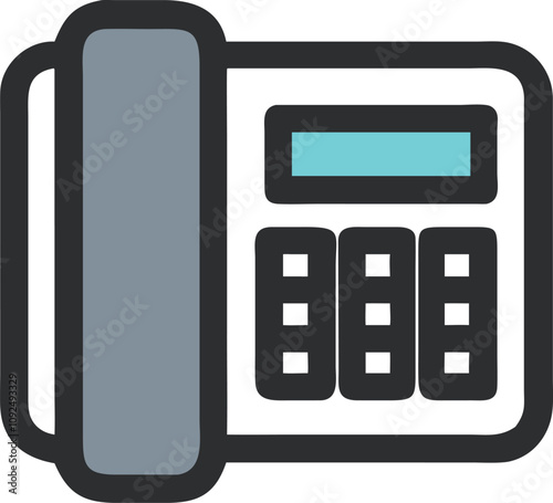 Modern Landline Telephone Icon with Keypad
